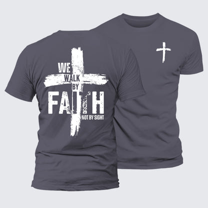 Luxe Mercerized Cotton Tee - We Walk By Faith Not By Sight