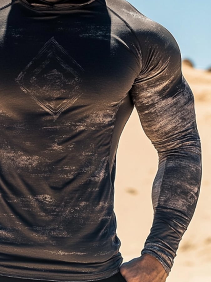 Men's Outdoor Sun Protection Breathable Cool Hooded Sun Protection Long Sleeve Top