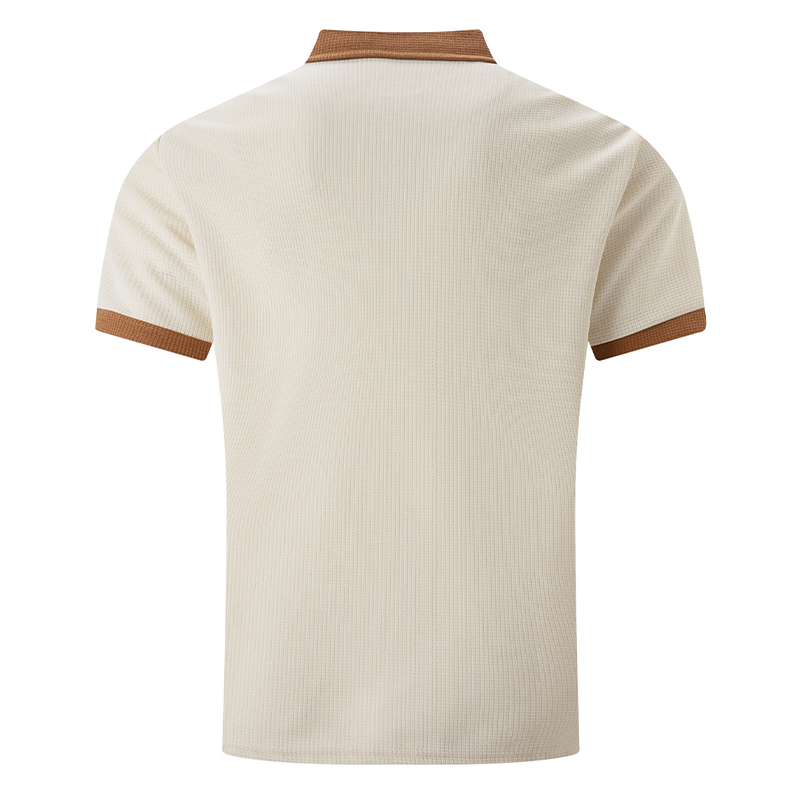 Men's Casual Color Block Buttoned Short Sleeve Polo Shirt