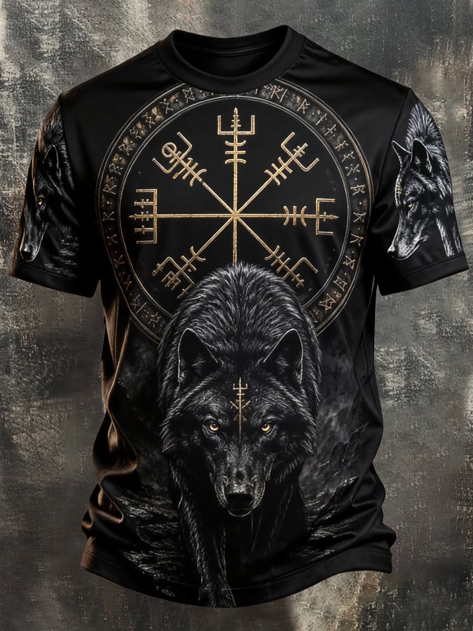 Men's Vintage Viking-Print T-Shirt