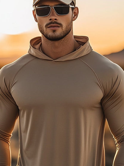 Men's Outdoor Sun Protection Cool Hooded Sun Protection Long Sleeve Top