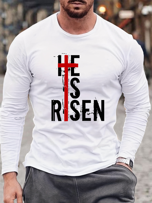 He Is Risen Cross Christian Cotton Long Sleeve T-Shirt