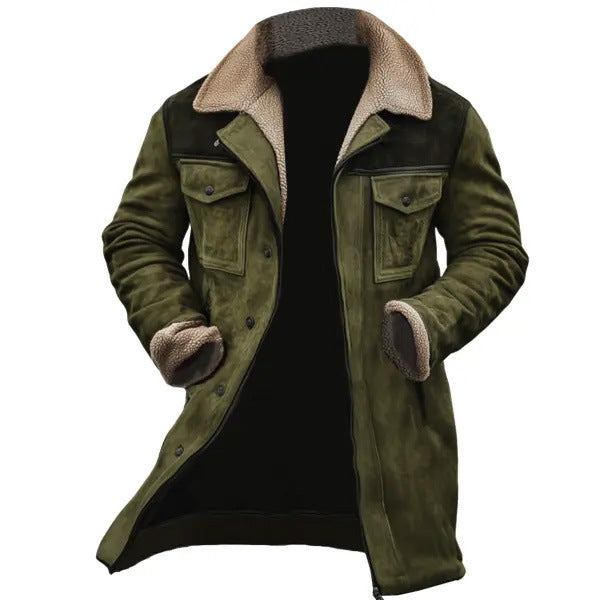 Men's Casual Fleece Lapel Retro Coat Jacket