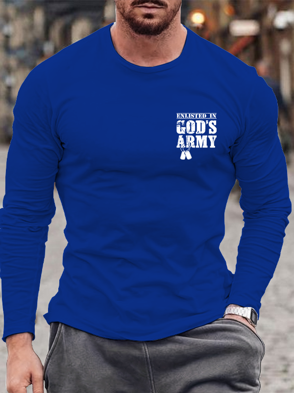 Enlisted In God's Army Christian Cotton Long Sleeve T-Shirt