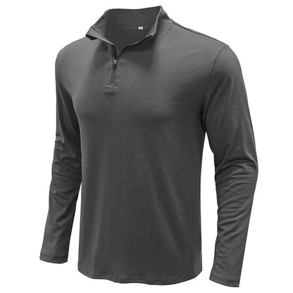 Men's Basic Stand Collar Zipper Polo Shirt