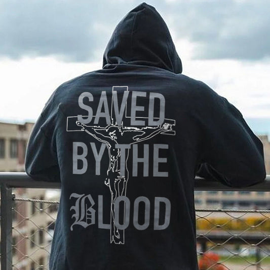 Saved By The Blood Printed Men's Hoodie