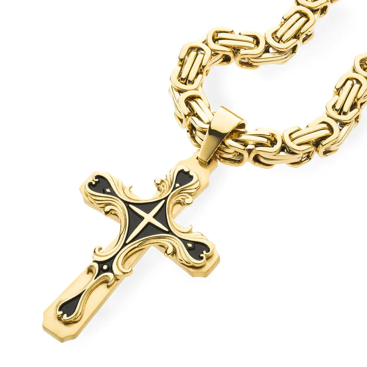 Gold Tribal Cross Necklace