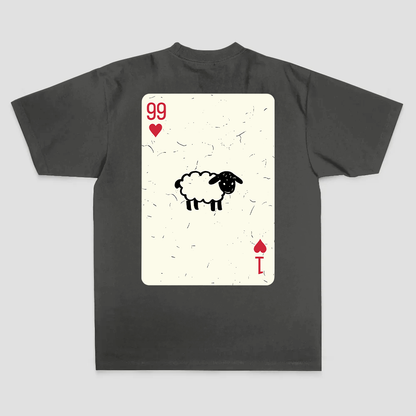99 Of Hearts Sheep Playing Card Printed Men's T-shirt