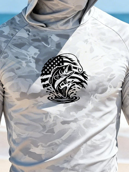 Men's Outdoor Sun Protection Breathable Cool Hooded Sun Protection Long-Sleeved Top