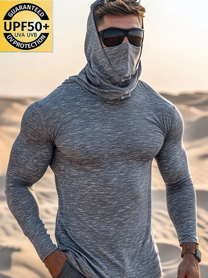 Men's Outdoor Sun Protection Breathable Cool Hooded Sun Protection Long Sleeve Top