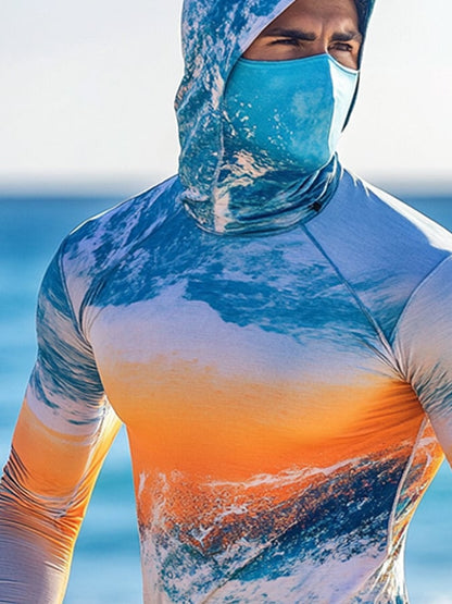 Men's Outdoor Sun Protection Breathable Cool Hooded Sun Protection Long Sleeve Top