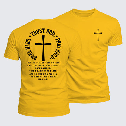 Luxe Mercerized Cotton Tee - Work Hard Trust God Pray Hard