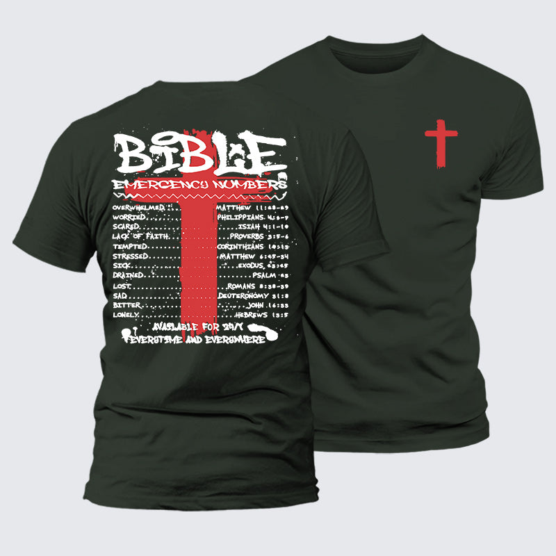Luxe Mercerized Cotton Tee - Bible Emergency Numbers