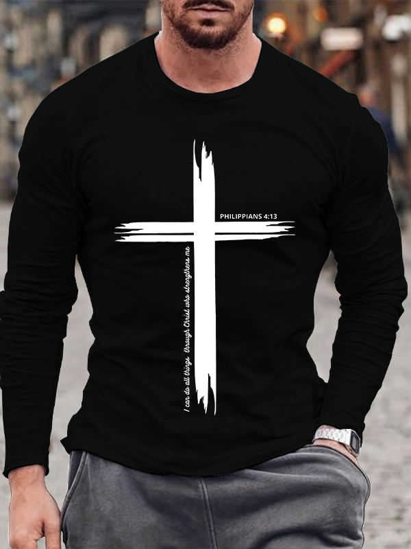 I Can Do All Things Through Christ Philippians 4:13 Christian Cotton Long Sleeve T-Shirt