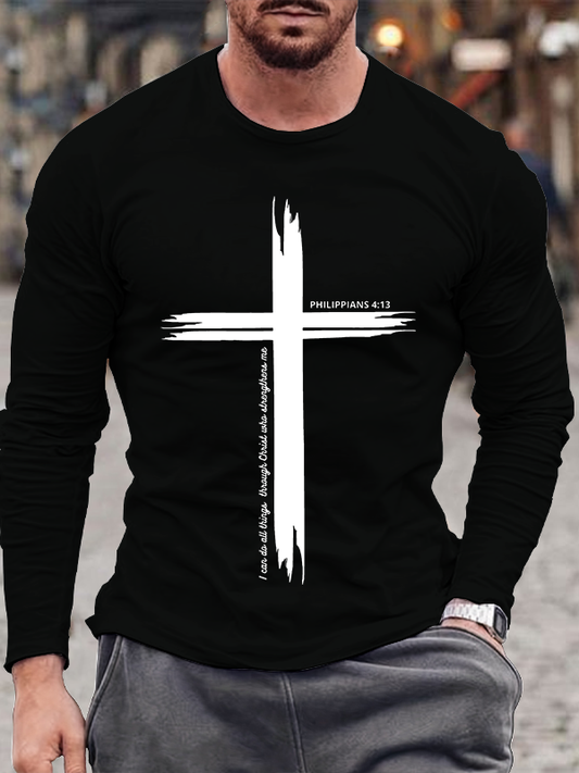 I Can Do All Things Through Christ Philippians 4:13 Christian Cotton Long Sleeve T-Shirt