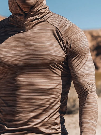 Men's Outdoor Sun Protection Breathable Cool Mask Hooded Sun Protection Long-Sleeved Top