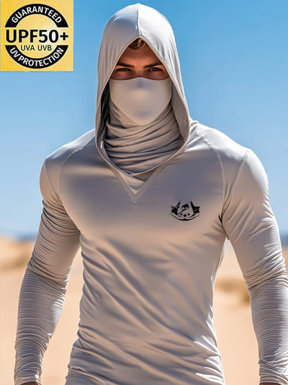 Men's Outdoor Sun Protection Breathable Cool Mask Hooded Sun Protection Long-Sleeved Top