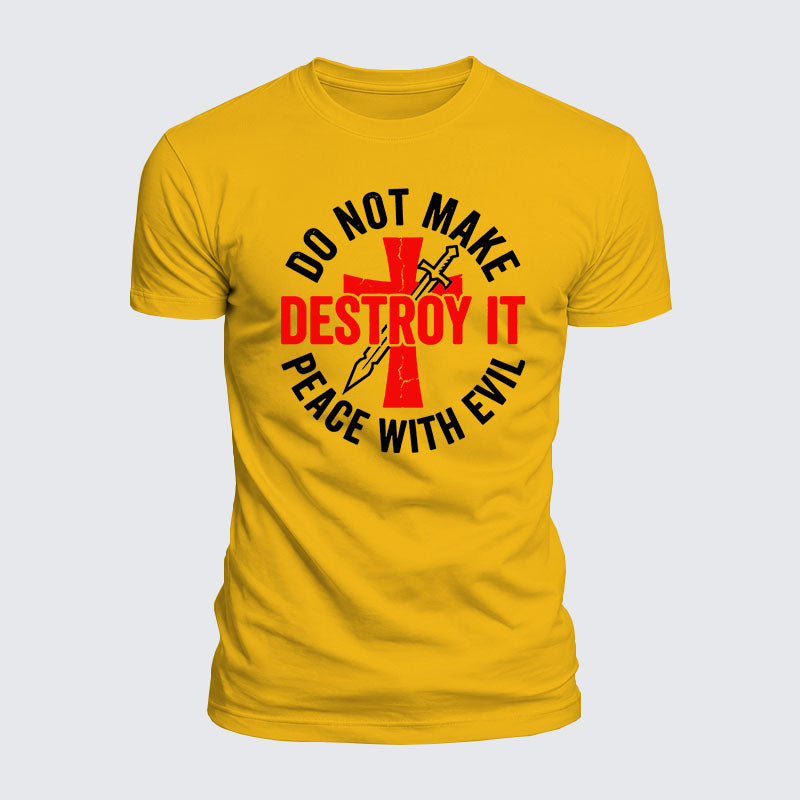 Luxe Mercerized Cotton Tee -  Make No Peace with Evil Knight Templar Jerusalem Cross