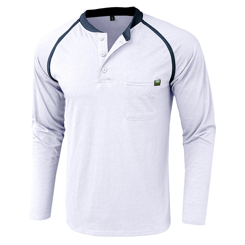 Men's Color Block Long Sleeve Henley Shirt