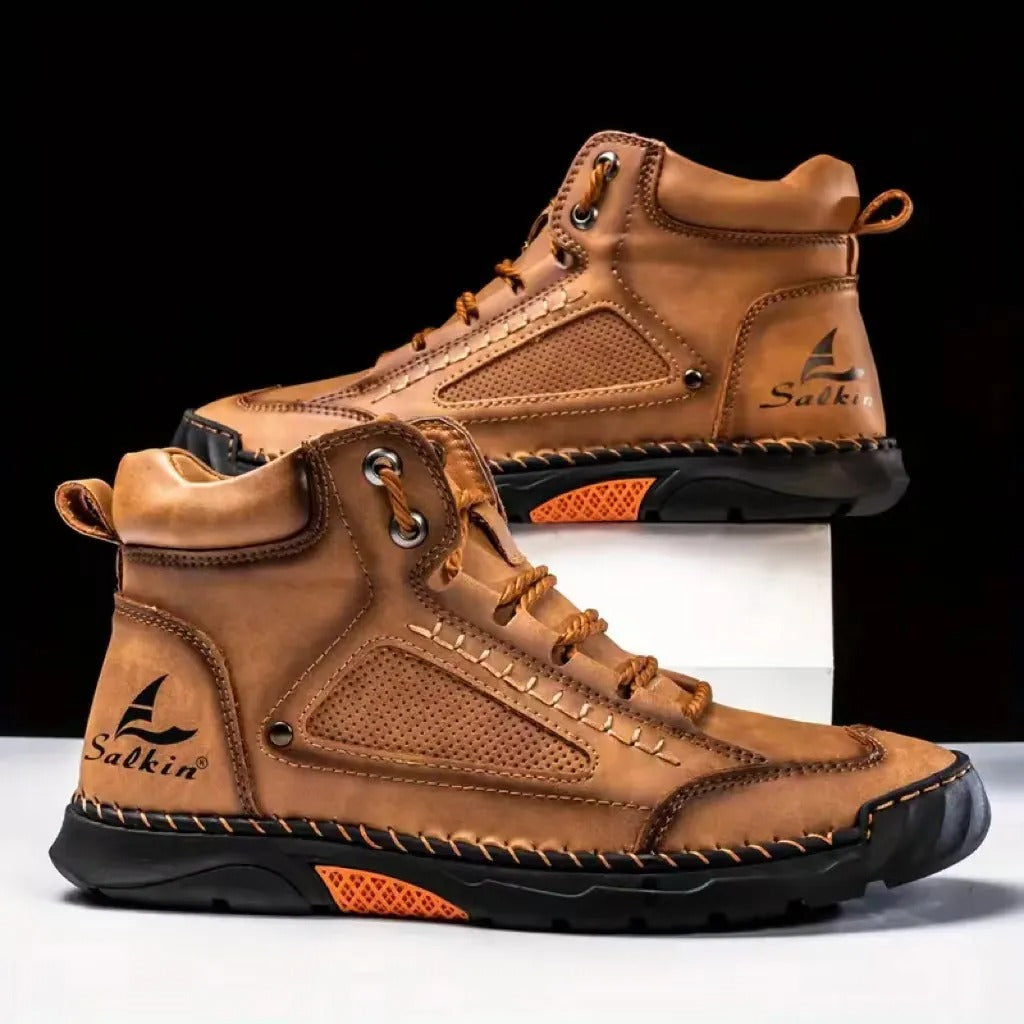 BIG SALE LIMITED STOCK! Men's Comfortable Handmade Leather Boots – Waterproof, Arch Support, Pressure Relief, Spacious Toe Box Outdoor Leather Shoes