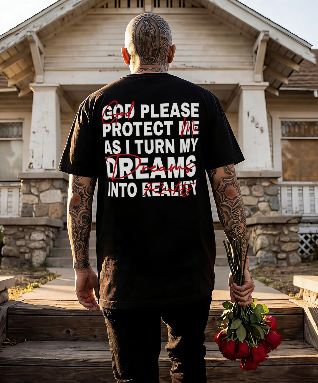 God Please Protect Me As I Turn My Dreams Into Reality Printed Men's T-shirt
