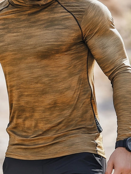 Men's Outdoor Sun Protection Breathable Cool Mask Hooded Sun Protection Long-Sleeved Top