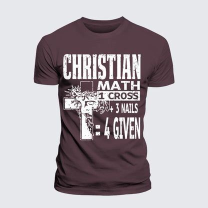Luxe Mercerized Cotton Tee - Christian Math 1 Cross 3 Nails 4 Given