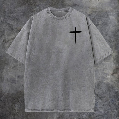 Jesus Answered I Am The Way And The Truth And The Life Printed Men's Washed Tee