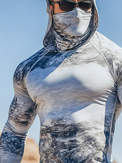 Men's Outdoor Sun Protection Breathable Cool Hooded Sun Protection Long-Sleeved Top