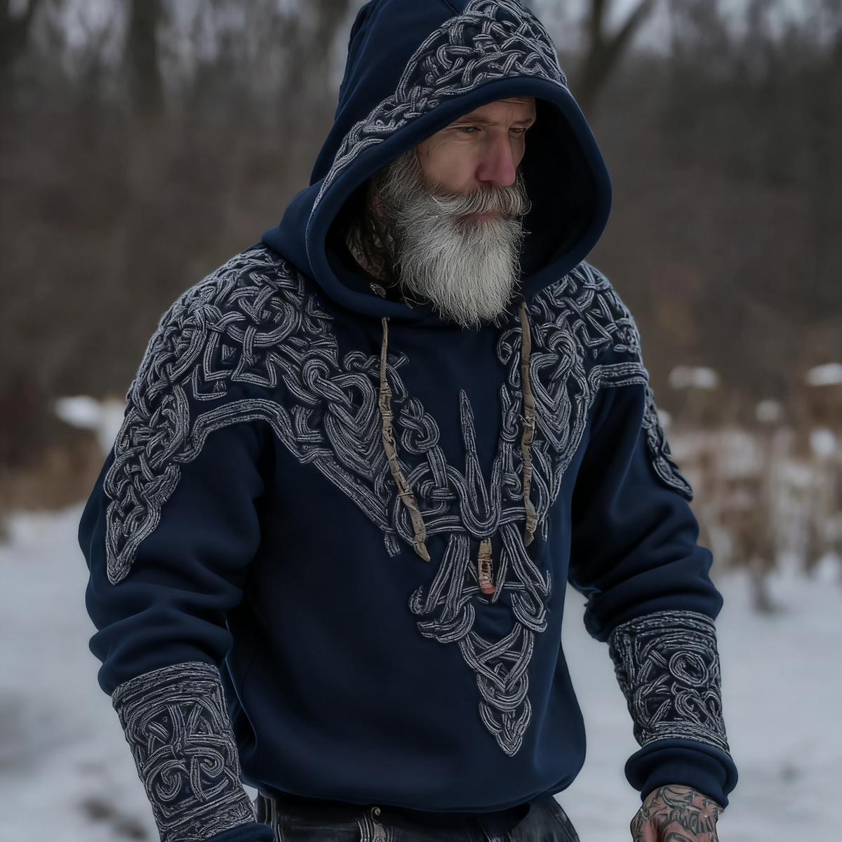 Viking Totem Rune Printed Hoodie