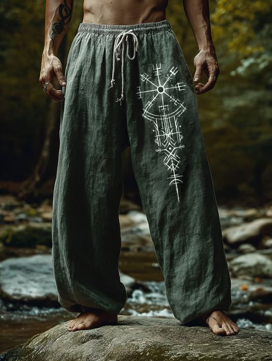 Men's Viking Holiday Rune Totem Nordic Casual Linen Pants