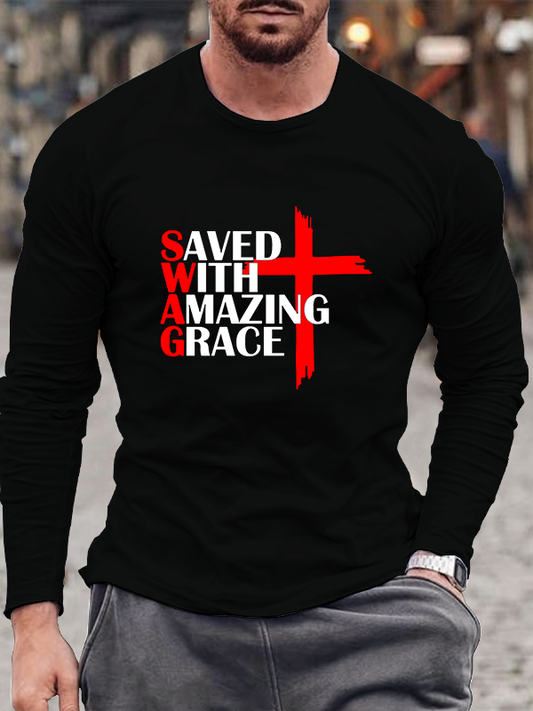 Saved with Amazing Grace Long Sleeve T-Shirt