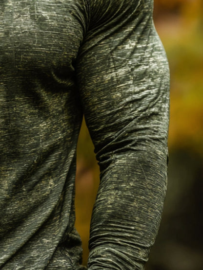 Men's Retro Army Green Outdoor Sun Protection Breathable Cooling Mask Hooded Sun Protection Long Sleeve Top