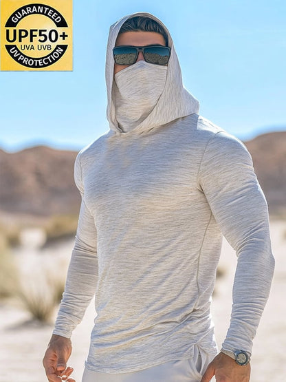 Men's Outdoor Sun Protection Breathable Cool Mask Hooded Sun Protection Long-Sleeved Top