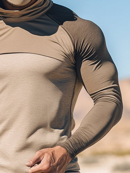 Men's Outdoor Sun Protection Breathable Cool Mask Hooded Sun Protection Long-Sleeved Top