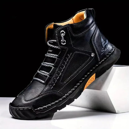 BIG SALE LIMITED STOCK! Men's Comfortable Handmade Leather Boots – Waterproof, Arch Support, Pressure Relief, Spacious Toe Box Outdoor Leather Shoes