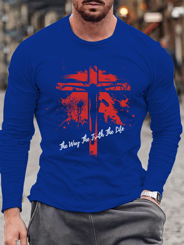 Jesus The Way The Truth The Life Christian Cotton Long Sleeve T-Shirt
