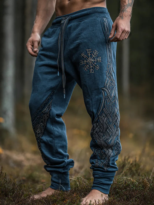 Men's Viking Retro Arts Nordic Vegvisir Runes Totem Sports Pants