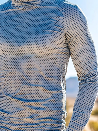 Men's Outdoor Sun Protection Breathable Cool Mask Hooded Sun Protection Long-Sleeved Top