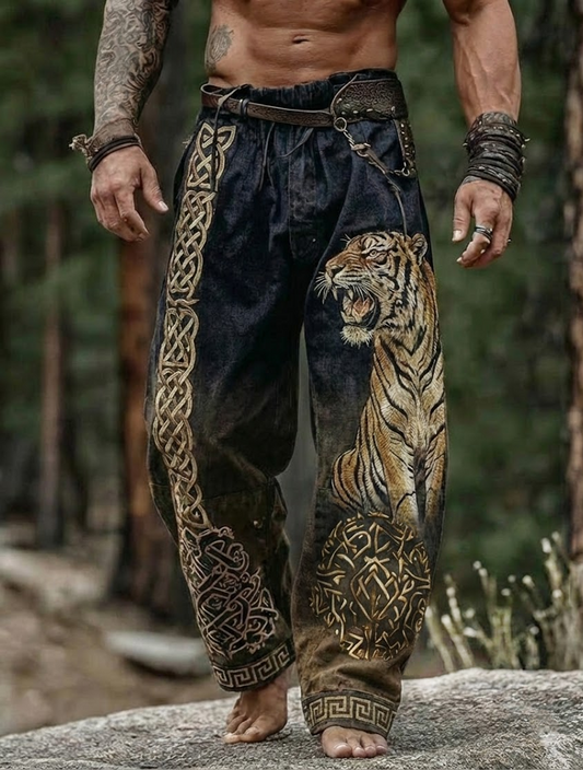 Men's Viking Tiger Bohemian style Gradient Nordic Retro Pants
