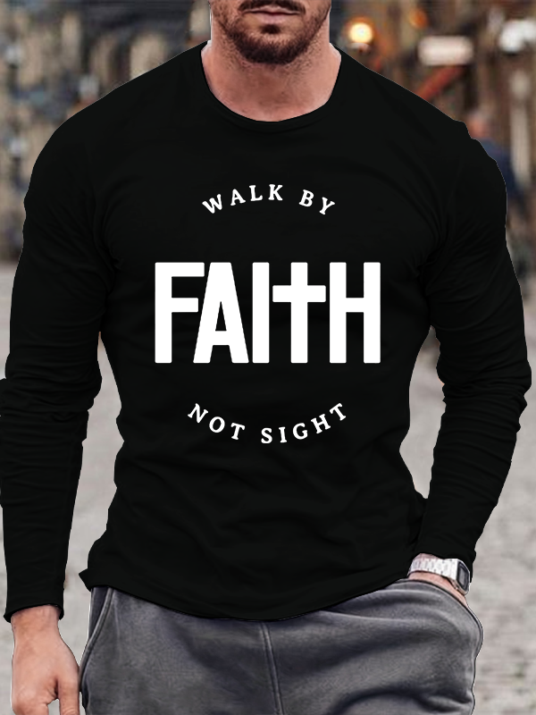 Walk by Faith Christian Cotton Long Sleeve T-Shirt