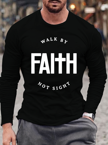 Walk by Faith Christian Cotton Long Sleeve T-Shirt
