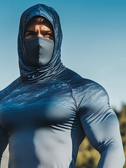 Men's Outdoor Sun Protection Breathable Cool Hooded Sun Protection Long Sleeve Top