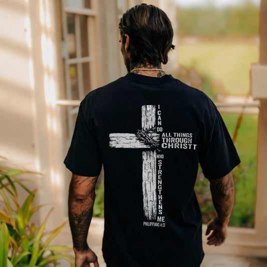 I Can Do All Things Through Christ Who Strengthens Me Philippians 4:13 Printed Men's T-shirt