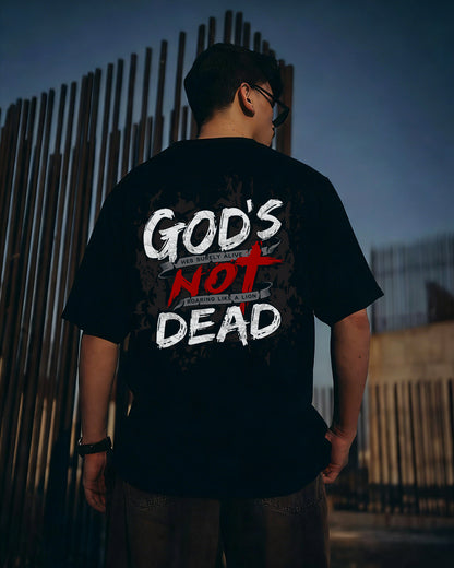 God's Not Dead He's Surely Alive Roaring Like A Lion Printed Men's T-shirt