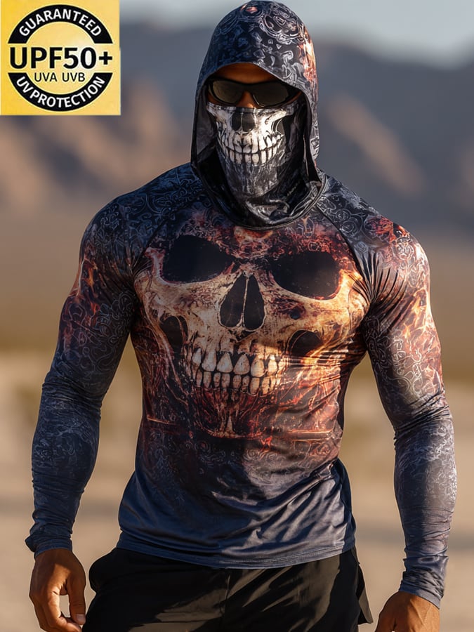 Men's Outdoor Sun Protection Breathable Cool Hooded Sun Protection Long Sleeve Top
