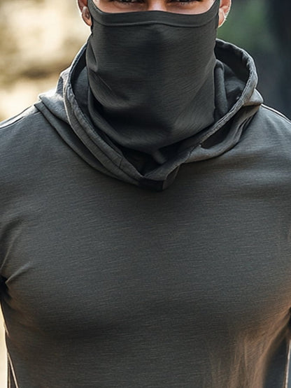 Men's Outdoor Sun Protection Breathable Cool Mask Hooded Sun Protection Long-Sleeved Top