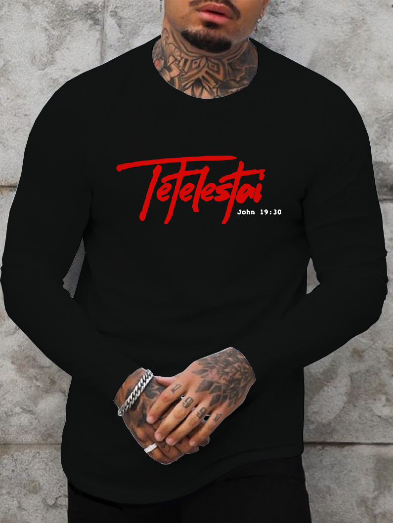 Tetelestai John 19:30 Christian Cotton Long Sleeve T-Shirt