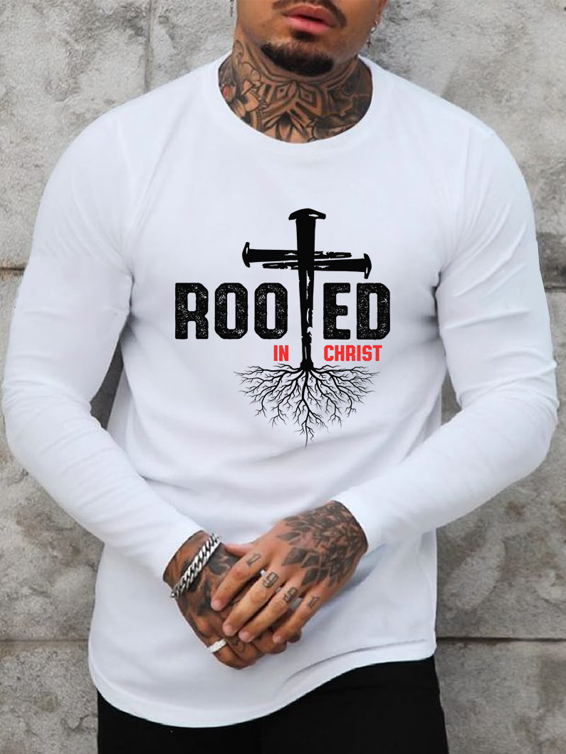 Rooed In Christ Cross Long Sleeve T-Shirt