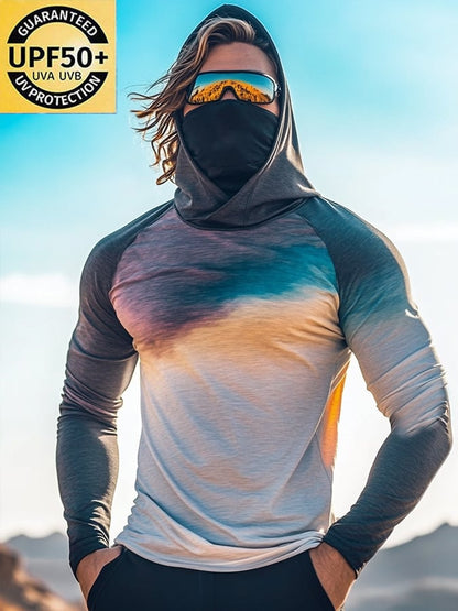 Men's Outdoor Sun Protection Breathable Cool Hooded Sun Protection Long Sleeve Top